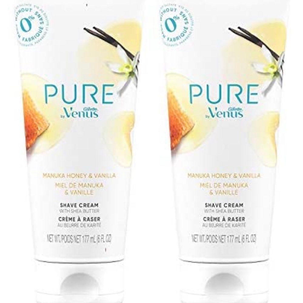 Pure by Gillette Venus Shaving Cream Manuka Honey and Vanilla, 6oz (Pack of 2)